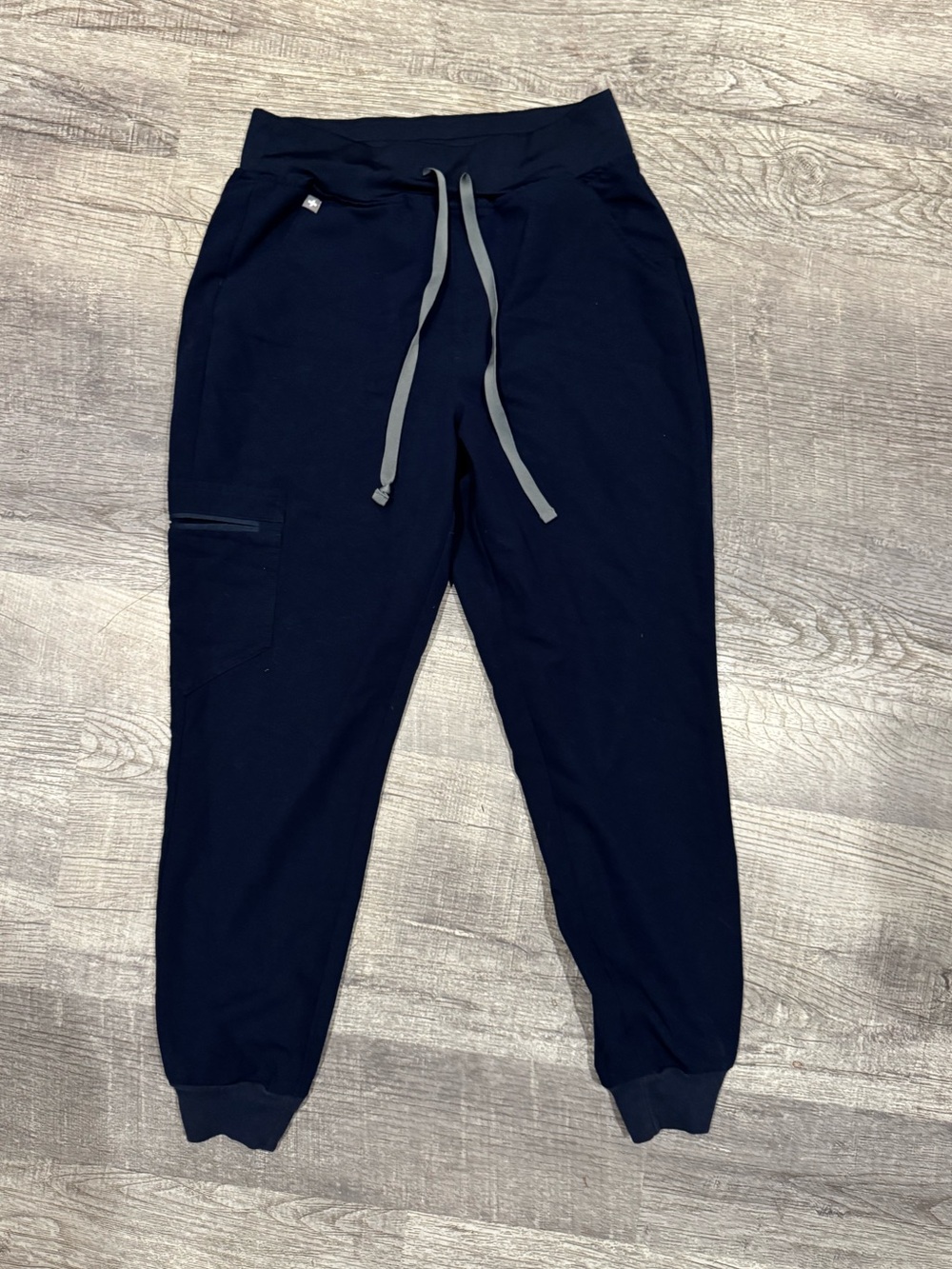 Figs Women's Navy Jogger Scrub Pants with Gray Drawstring